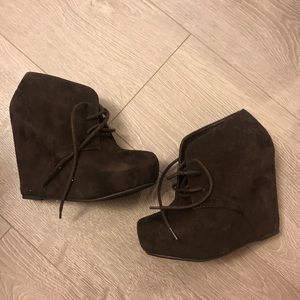 Brown Platform Wedge Booties !